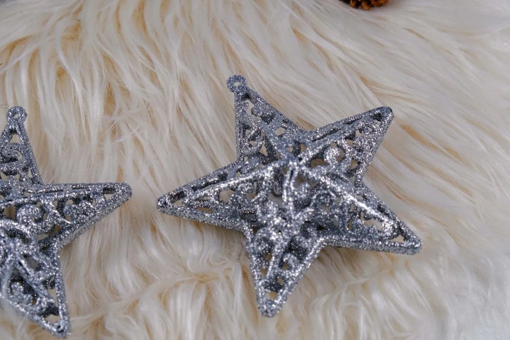 Bestent Ozdoby na vianočný stromček - hviezda 3ks 10,5cm SILVER