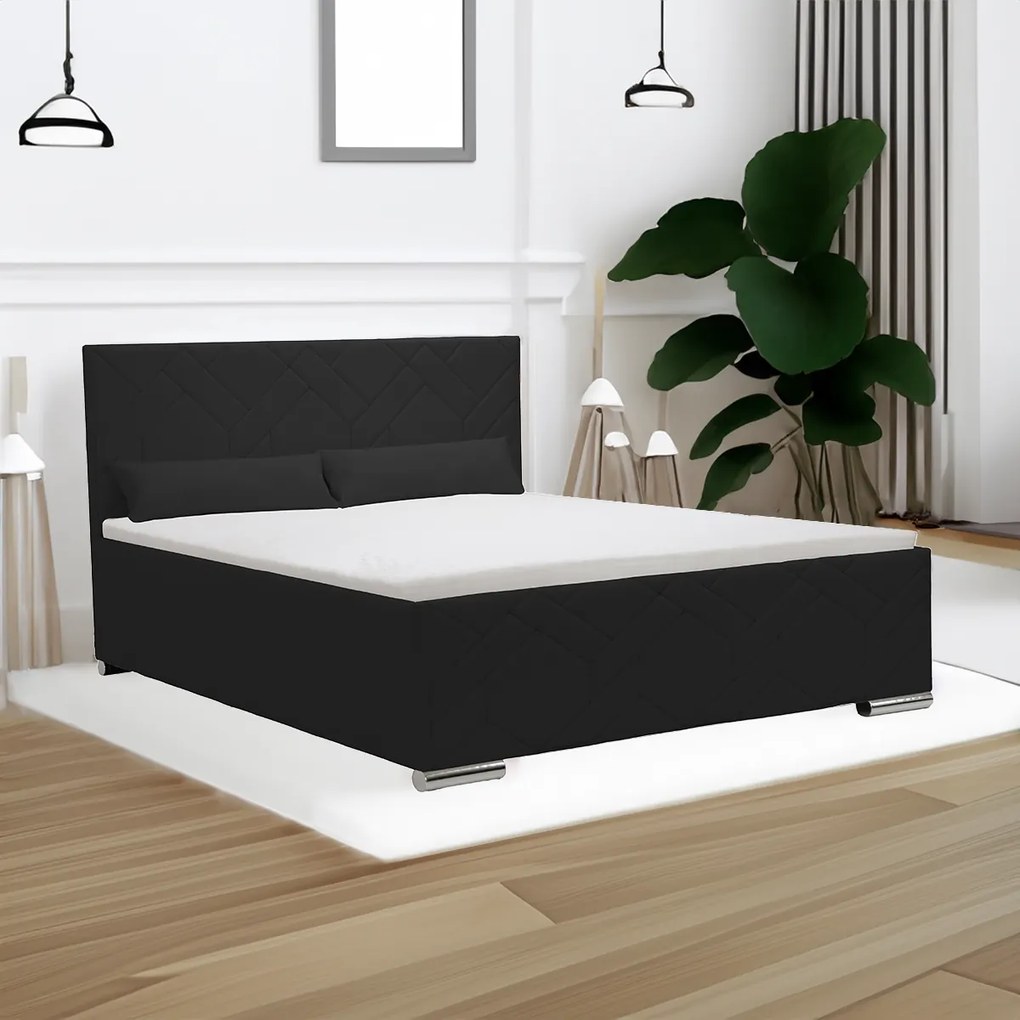 Čalúnená posteľ s úložným priestorom ECCO 140 x 200 cm Čierna