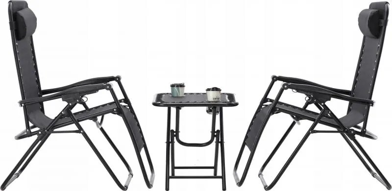 GARDEN LINE Súprava 2 záhradných stoličiek so stolom "Combo Set" v čiernej farbe LEZ7550