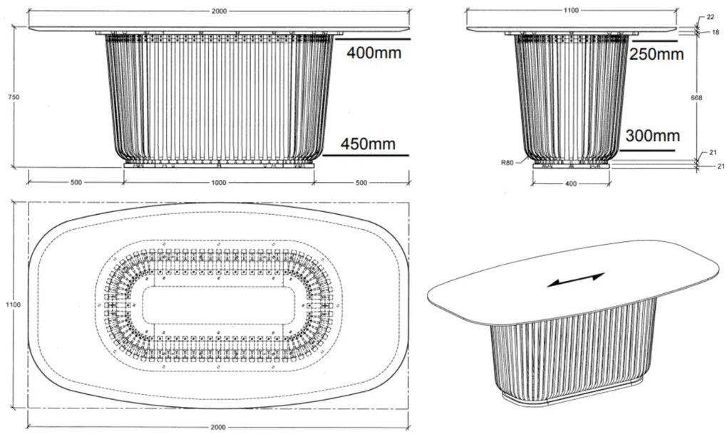 Jídelní stůl ARAIA 200 cm jasan černý