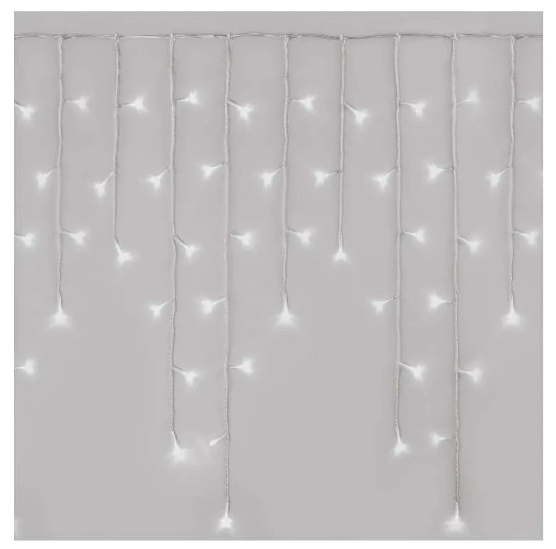 LED Vianočná vonkajšia reťaz 300xLED/8 módov 10m IP44 studená biela + diaľkové ovládanie