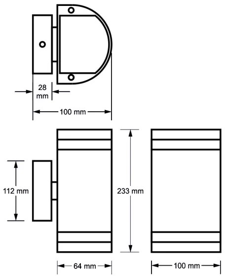 Vonkajšie nástenné svietidlo KORTEK 2xGU10/30W/230V IP44 čierna