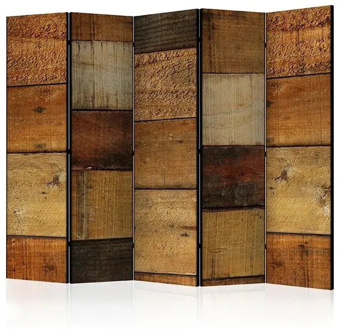 Paraván - Wooden Textures II [Room Dividers] Veľkosť: 225x172, Verzia: Akustický