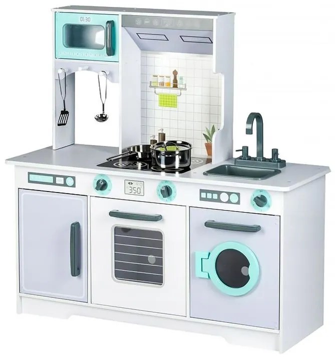 Drevená XXL kuchynka s práčkou + doplnky Ecotoys