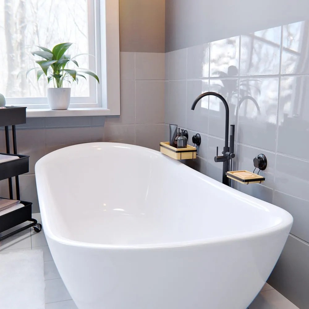 Bambusová samodržiaca kúpeľňová polička Compactor Bestlock SPA