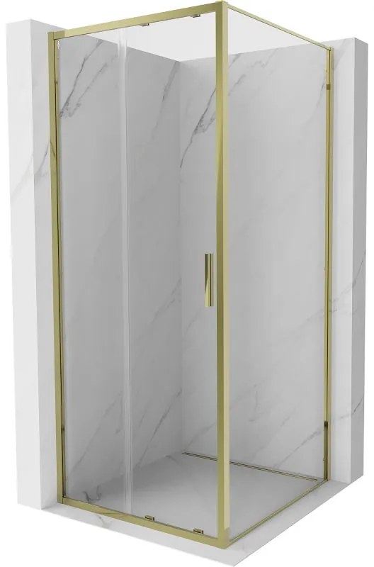 Mexen Exo, posuvný sprchový kút 90 x 90 cm, číre sklo, zlatá, 8151-090-090-50-00