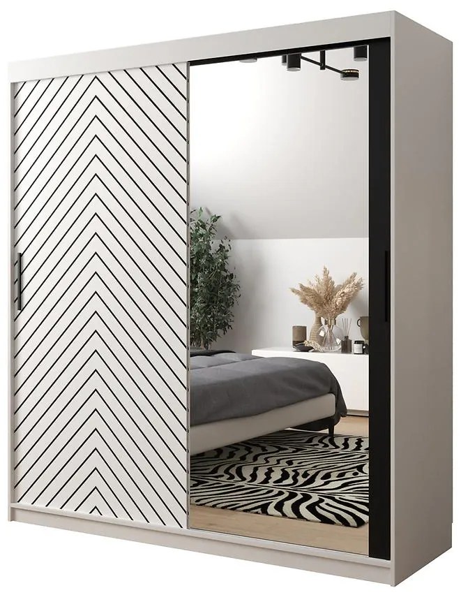 Skriňa Jodełka 2 180 biely/biely/čierna