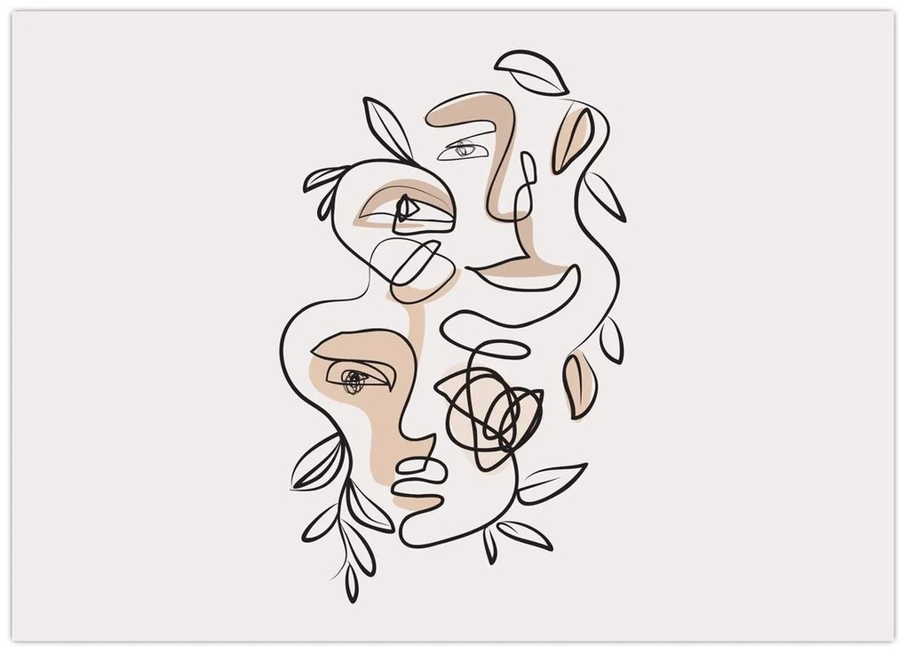 Obraz - Line art tváre (70x50 cm)