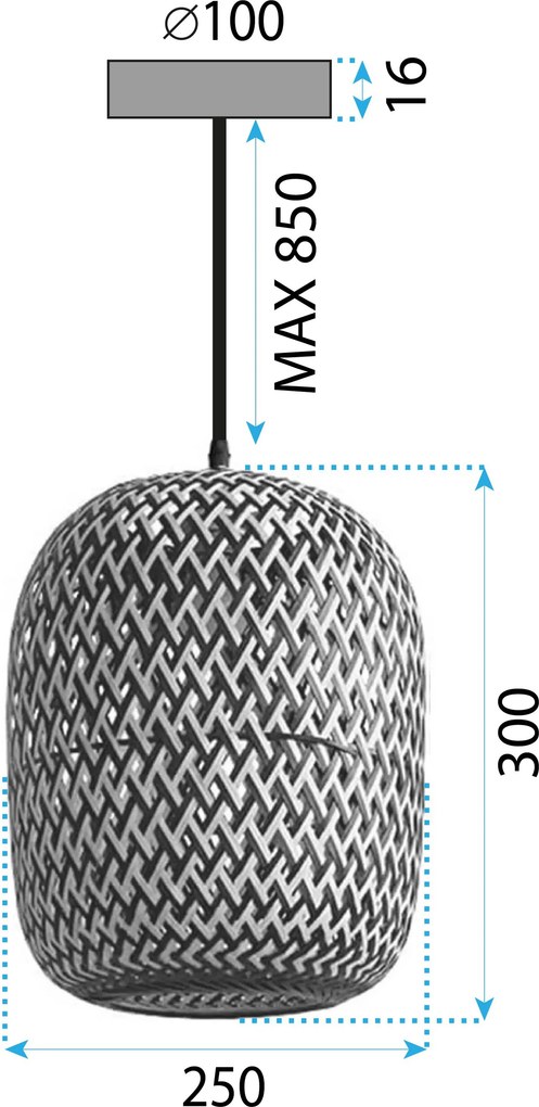 Toolight Bamboo, závesné svietidlo 1xE27 25x30 cm APP1542-1CP, čierna-hnedá, OSW-05120