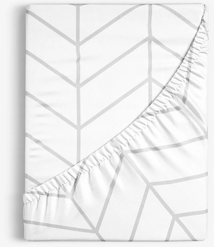 Goldea bavlnená napínacia plachta - sivý cikcak na bielom 80 x 160 cm