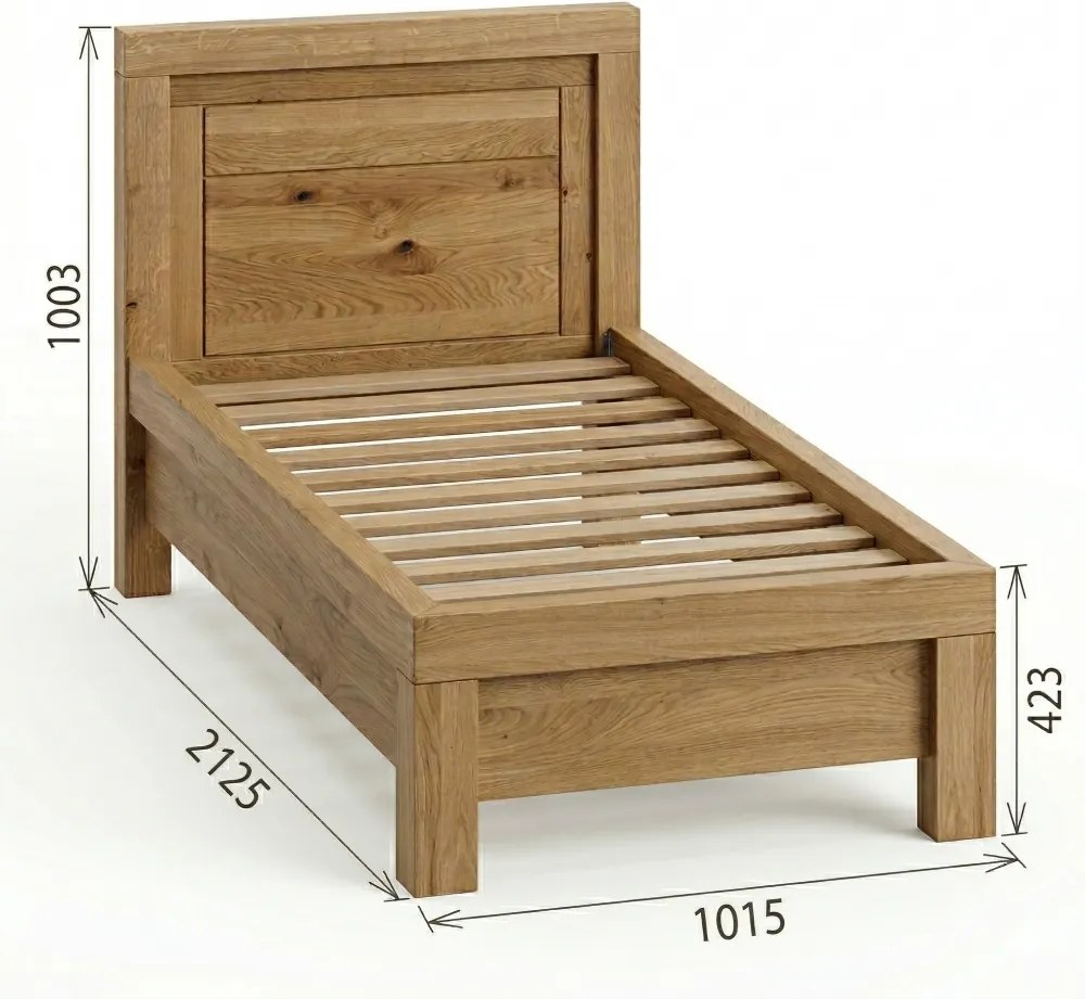 Moderná dubová jednolôžková posteľ z masívu BA, 80/90 x 200 cm 90 cm