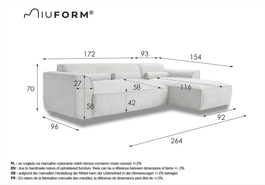 Svetlosivá rohová pohovka (pravý roh) Flex Felix – Miuform