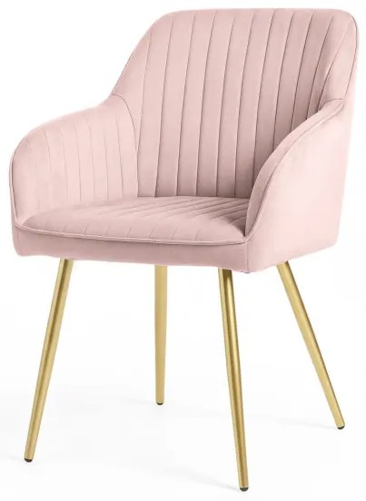 Sada dvoch jedálenských stoličiek FLORENCE zamatové, ružové / zlaté nohy (2 ks)