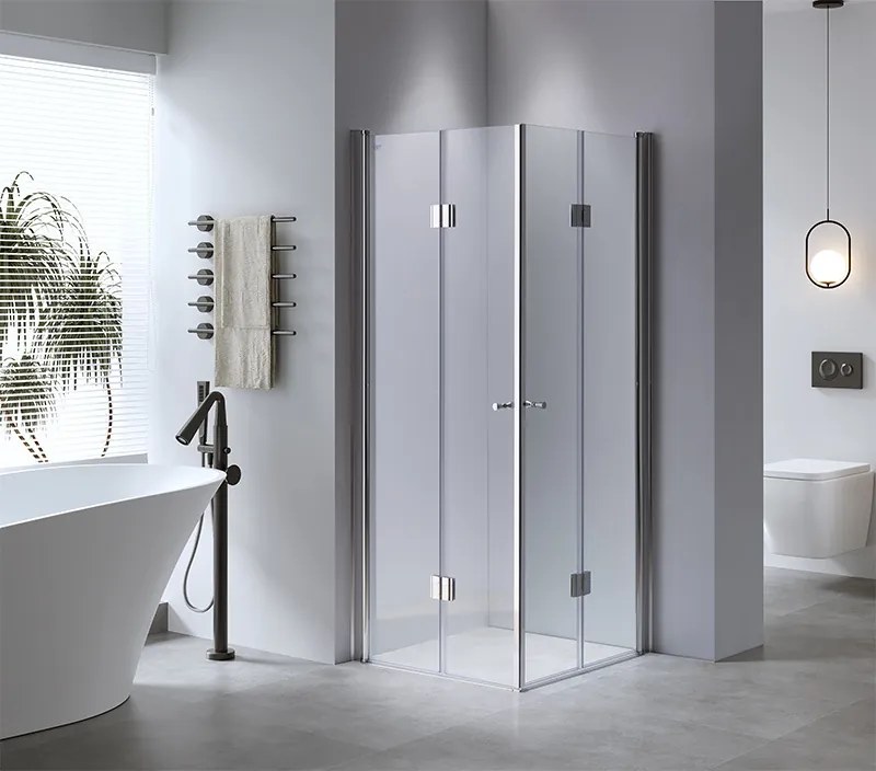 BPS-koupelny Štvorcový sprchový kút HYD-SK1290C 100x100 chróm/transparent + vanička HYD-SSV-ST06A čierna