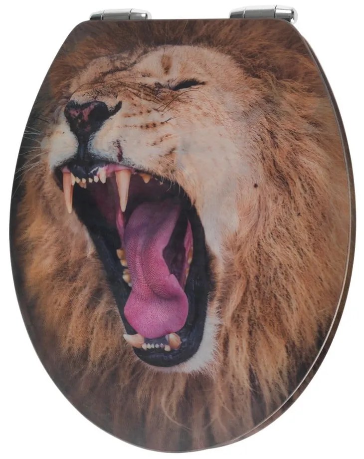 WC sedadlo s 3D obrázkom a jednoduchým zatváraním Wenko Lion, 44,5 x 38 cm