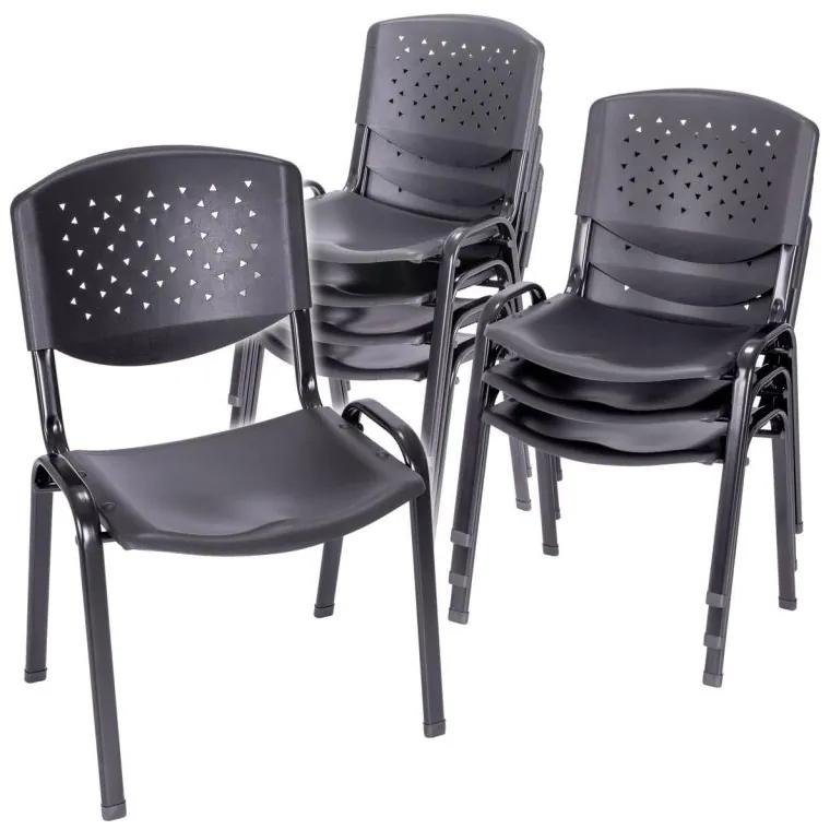 Sada stohovateľných stoličiek, čierna - 8 ks