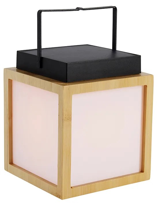 Bambusová stolná lampa s efektom plameňa vrátane LED IP44 solárne nabíjateľná - Vega