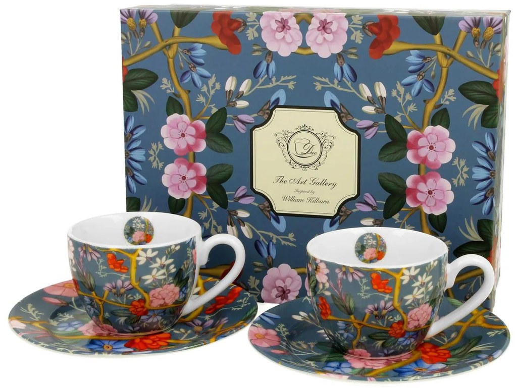Porcelánová šálka s podšálkou Kilburn Blue 90 ml sada 2ks