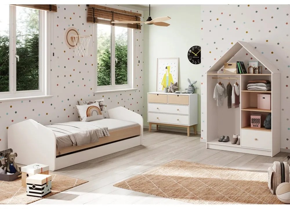 Biela nízka detská komoda 100x81 cm Estefania – Marckeric