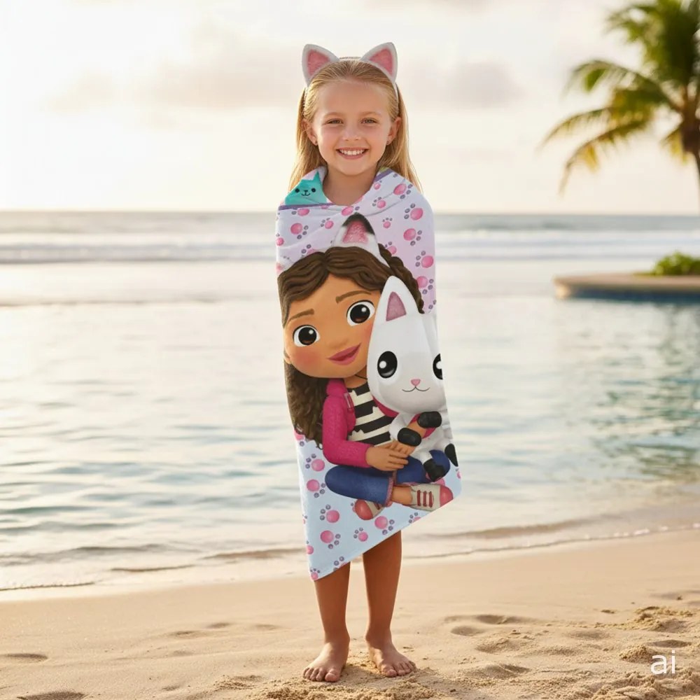 Rýchloschnúca osuška z mikrovlákna Gábinin kúzelný domček - motív Gábi a Pandy Paws - 70 x 140 cm