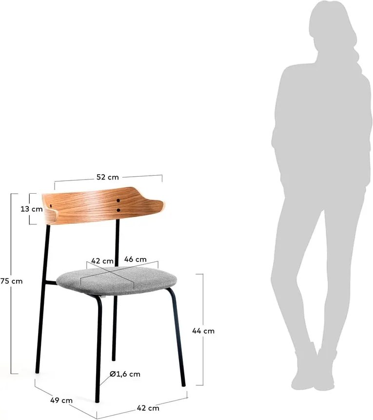 Svetlosivá jedálenská stolička Kave Home Olympia