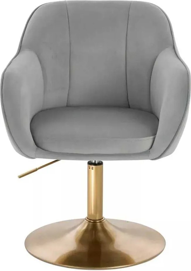 LuxuryForm DESIGN Stolička AVOLA VELUR na zlatom tanieri - svetlosivá
