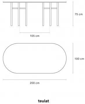 TEULAT JUNCO OVAL 200 jedálenský stôl Čierna