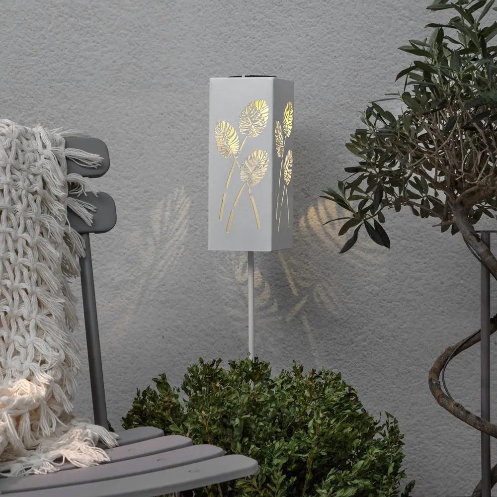 Biela solárna LED svetelná dekorácia z kovu Star Trading Albaleaf