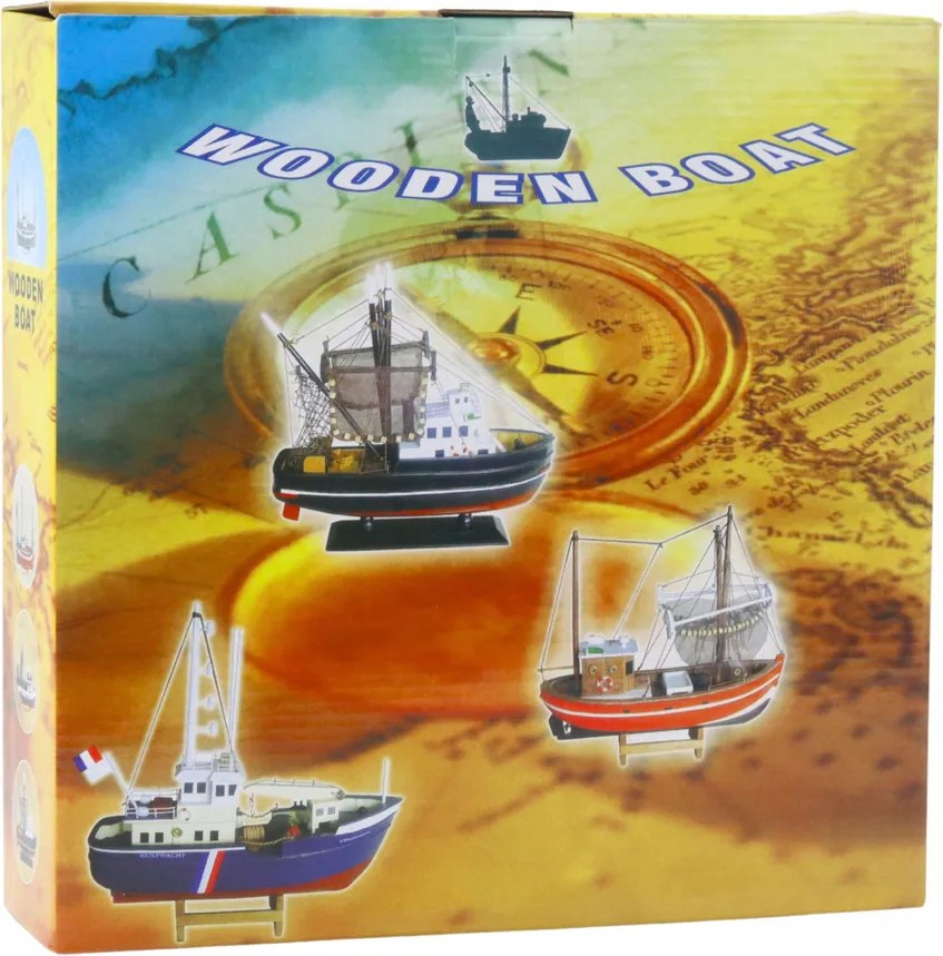 LEAN Toys Zberateľský dekoratívny model rybárskej lode červený 30x26 cm