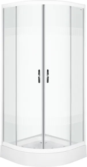 Novoterm Štvrťkruhový sprchový kút NV-Xenia Duo 90x90 biela/potlač + vanička