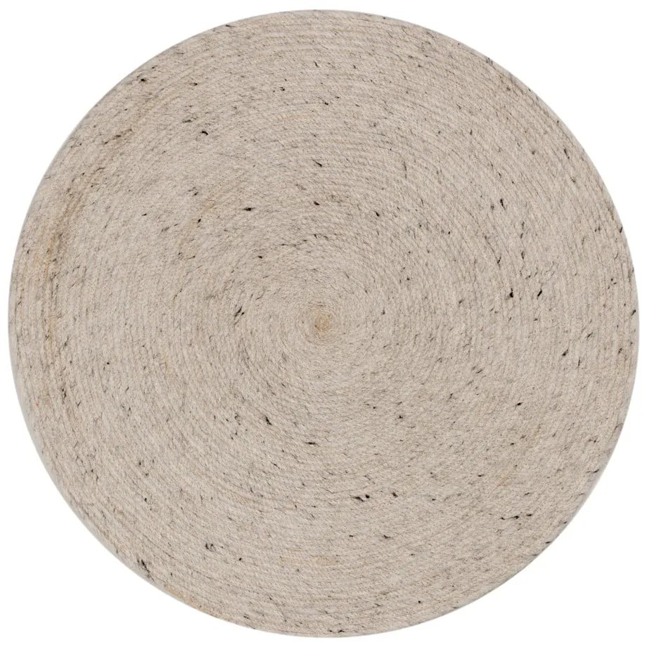 Ručne tkaný vlnený okrúhly koberec vo svetlosivej a slonovinovej farbe ø 200 cm Takashi – Kave Home