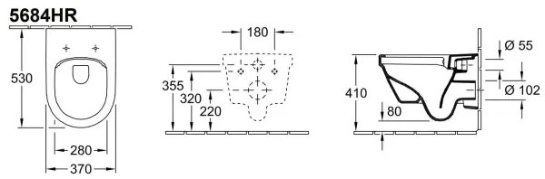 Villeroy & Boch 5684HRR1 - Závesné WC so sedátkom SoftClose ARCHITECTURA keramika/biela