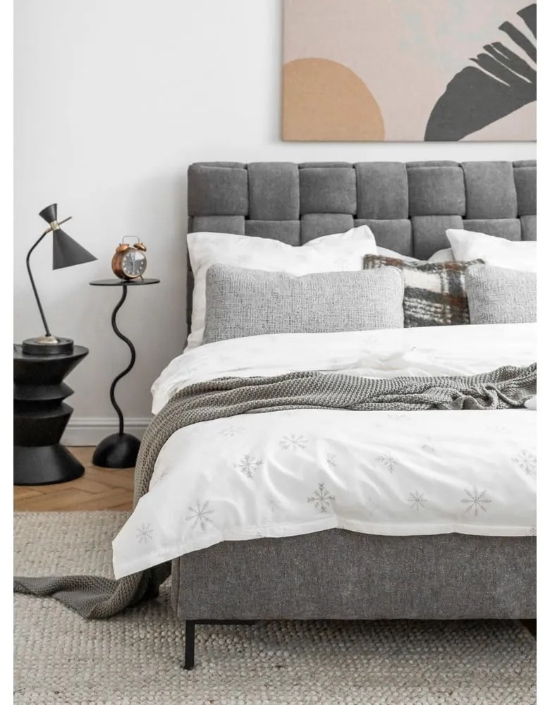 Sivá čalúnená dvojlôžková posteľ s roštom 140x200 cm Eve – Miuform