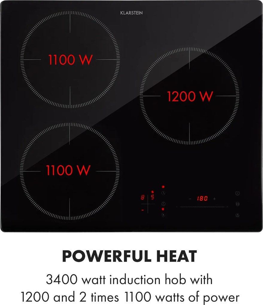 Klarstein TrinityCook, indukčná varná doska, 3400 W, dotykové ovládanie, sklo