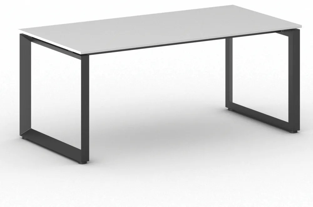 Kancelársky stôl PRIMO INSPIRE, čierna podnož, 1800 x 900 mm, biela