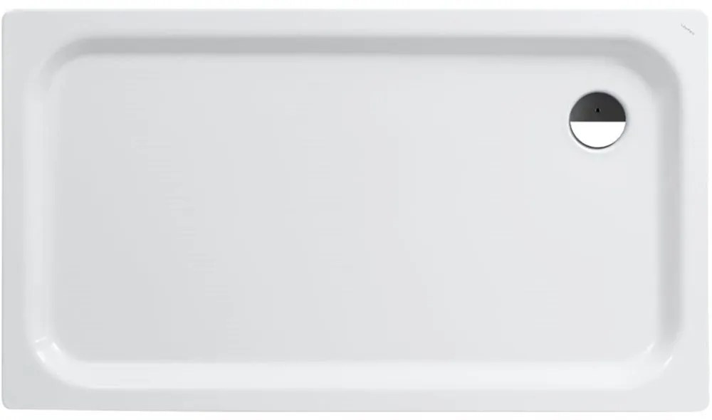 LAUFEN Platina obdĺžniková sprchová vanička zo smaltovanej ocele, odtok v rohu, 1400 x 800 x 65 mm, biela matná, H2150167570401