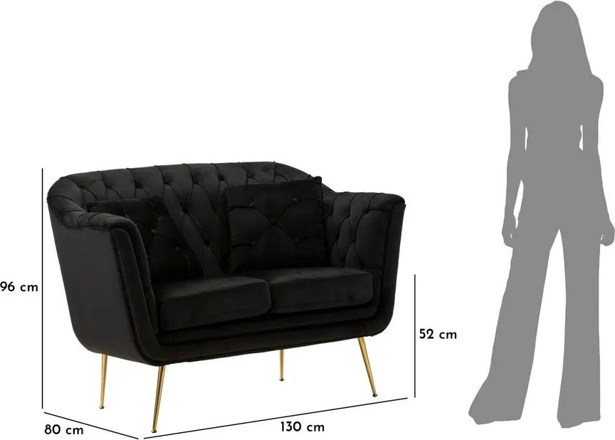 Čierna zamatová pohovka 130 cm Budapest – Mauro Ferretti