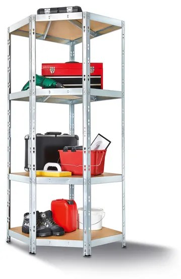 Parkside® Rohový regál so 4 policami Rivet, 180 x 70 x 70 x 40 cm (100373576)