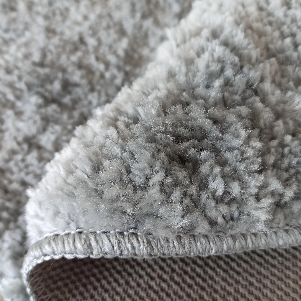 DY Sivý okrúhly shaggy koberec Camel Rozmer: 60 cm