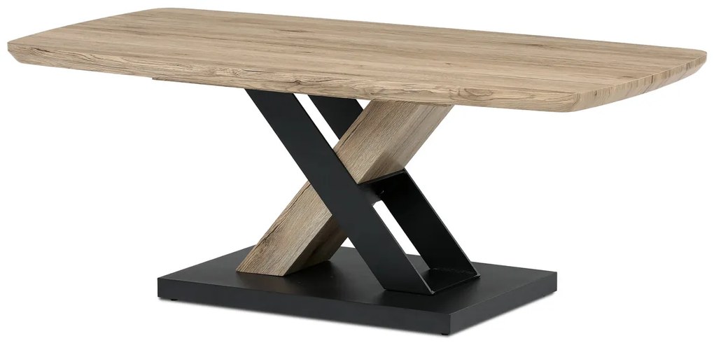 Autronic - Stůl konferenční 120x60, MDF deska, 3D dekor dub san remo, kovové nohy, černý lak. - CT-W1570 SRE AKCE