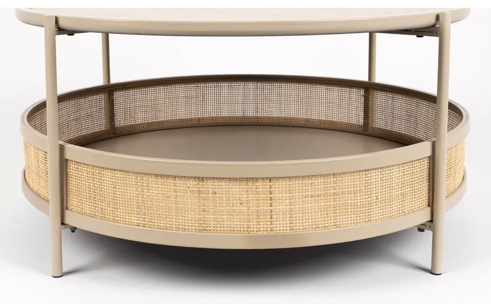 Okrúhly konferenčný stolík v béžovo-prírodnej farbe ø 80 cm Makoto – White Label