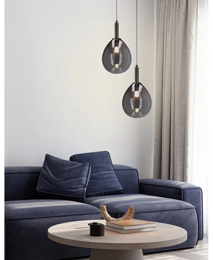 Sivé LED závesné svietidlo so skleneným tienidlom Lukka – Candellux Lighting