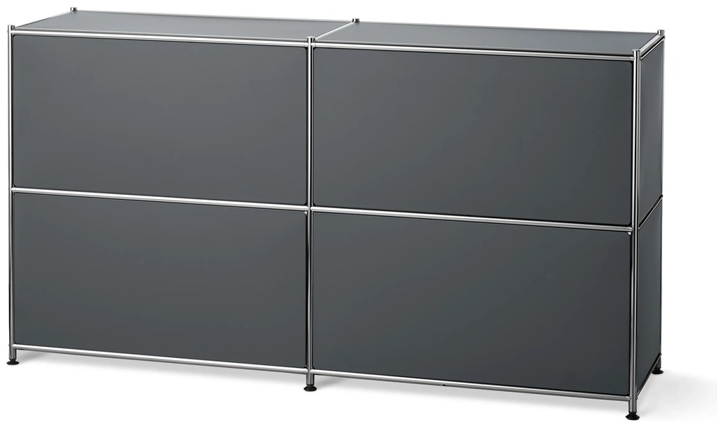 Kovová odkladacia skrinka »CN3« s nastaviteľnými výklopnými priehradkami, sivá