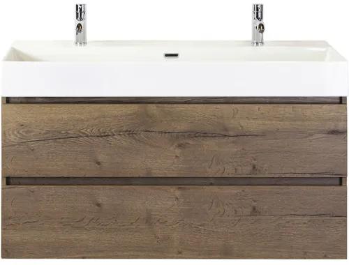 Kúpeľňový nábytkový set Maxx XL 120 cm s keramickým umývadlom 2 otvormi na kohúty Tabacco