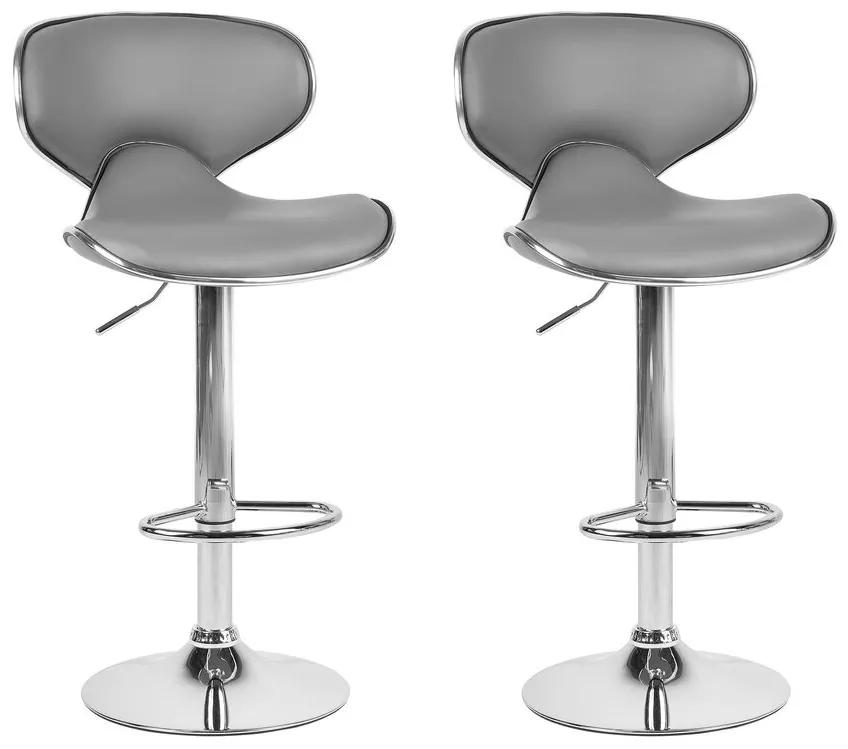 Sada 2 barových stoličiek z umelej kože sivá CONWAY Beliani