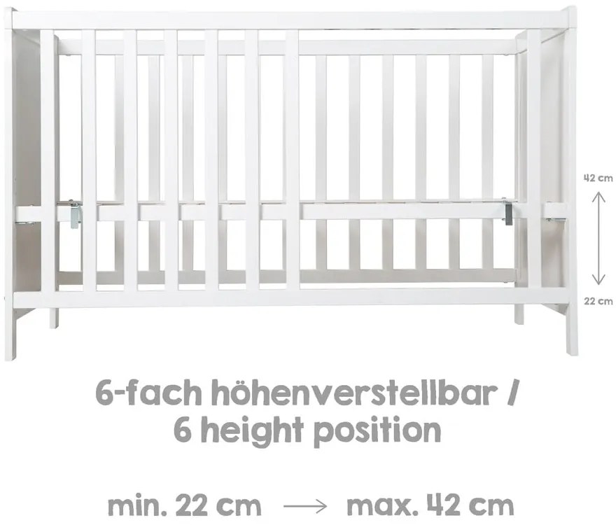 Biela prístavná postieľka 60x120 cm Hamburg – Roba