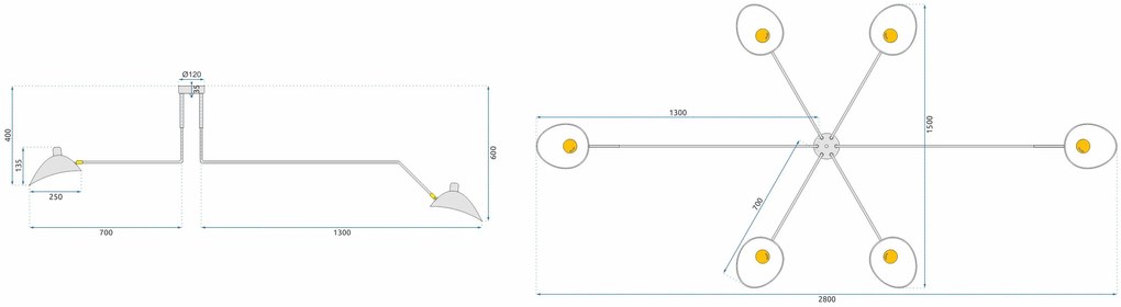 Toolight - Závesné svietidlo 6-ramenné E27 60W APP570-6C, čierna, OSW-09856