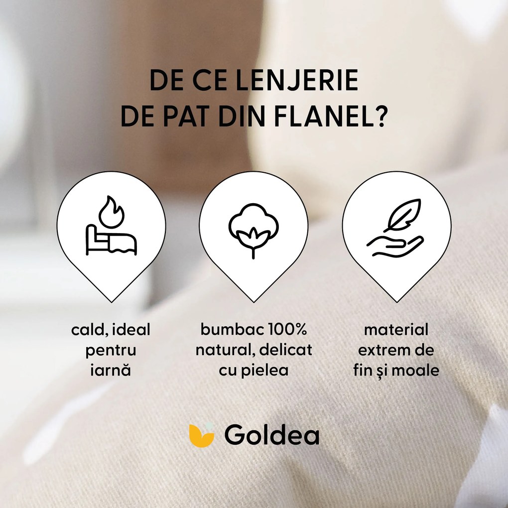 Goldea flanelové posteľné obliečky - srdiečka na latte 220 x 200 a 2ks 70 x 90 cm