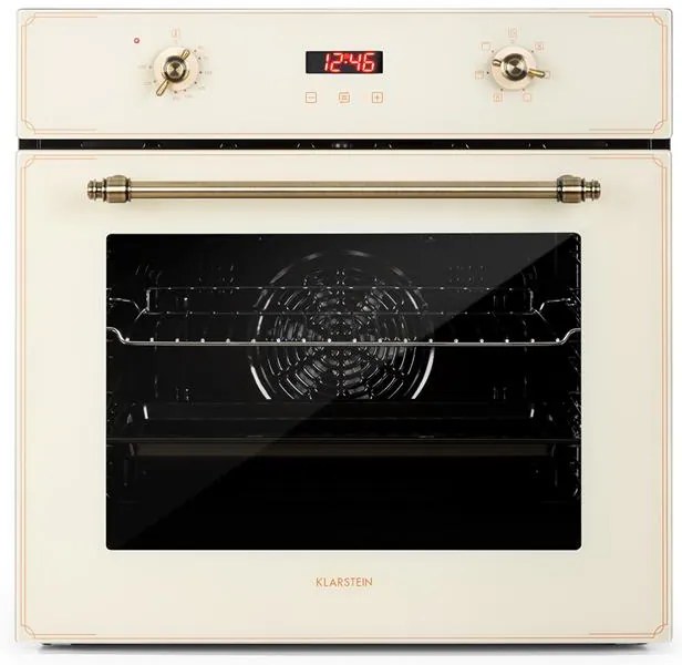 Klarstein Elizabeth, vstavaná rúra, retro dizajn, 6 funkcií, 50 – 250 °C, krémová