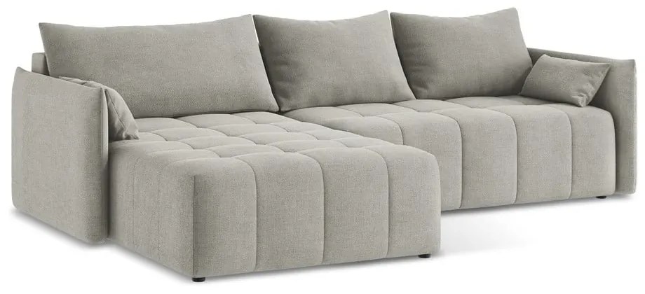 Svetlosivá rozkladacia/s úložným priestorom rohová pohovka (ľavý roh/s leňoškou) Moku – Makamii